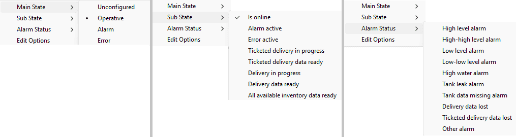 tank gauges status and substates